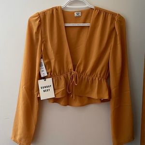 Aritzia NWT Sunday Best Tie-Front top in Clove